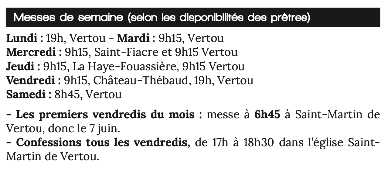 Horaires Paroisse
