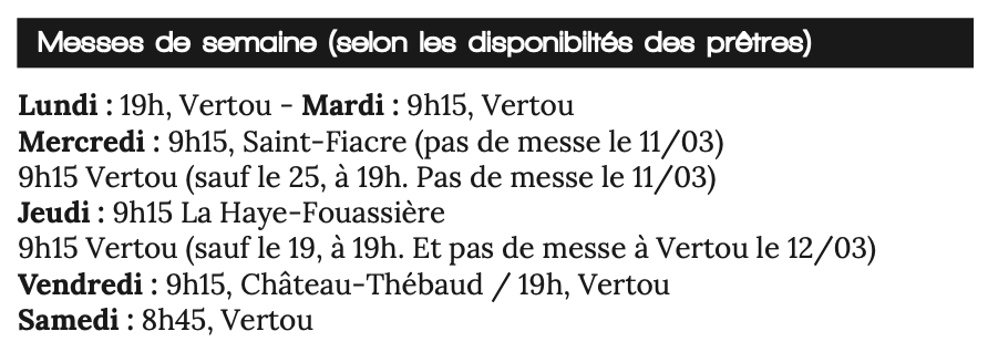 paroisse-saint-francois-des-coteaux-vertou-horaire-des-messes-semaine-mars-2026